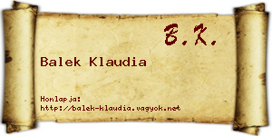 Balek Klaudia névjegykártya